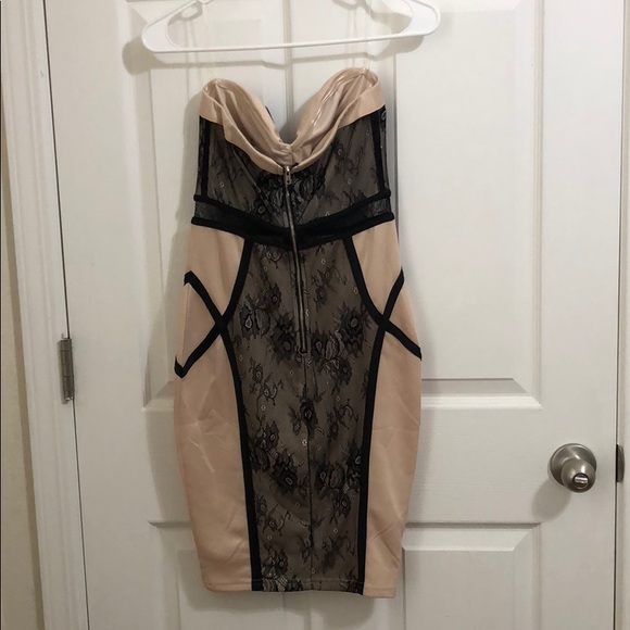 Strapless beige/tan and black dress - Picture 2 of 2
